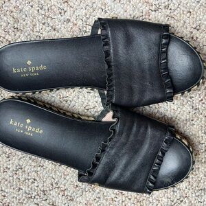 Kate Spade Black Ruffle Slide Sandals